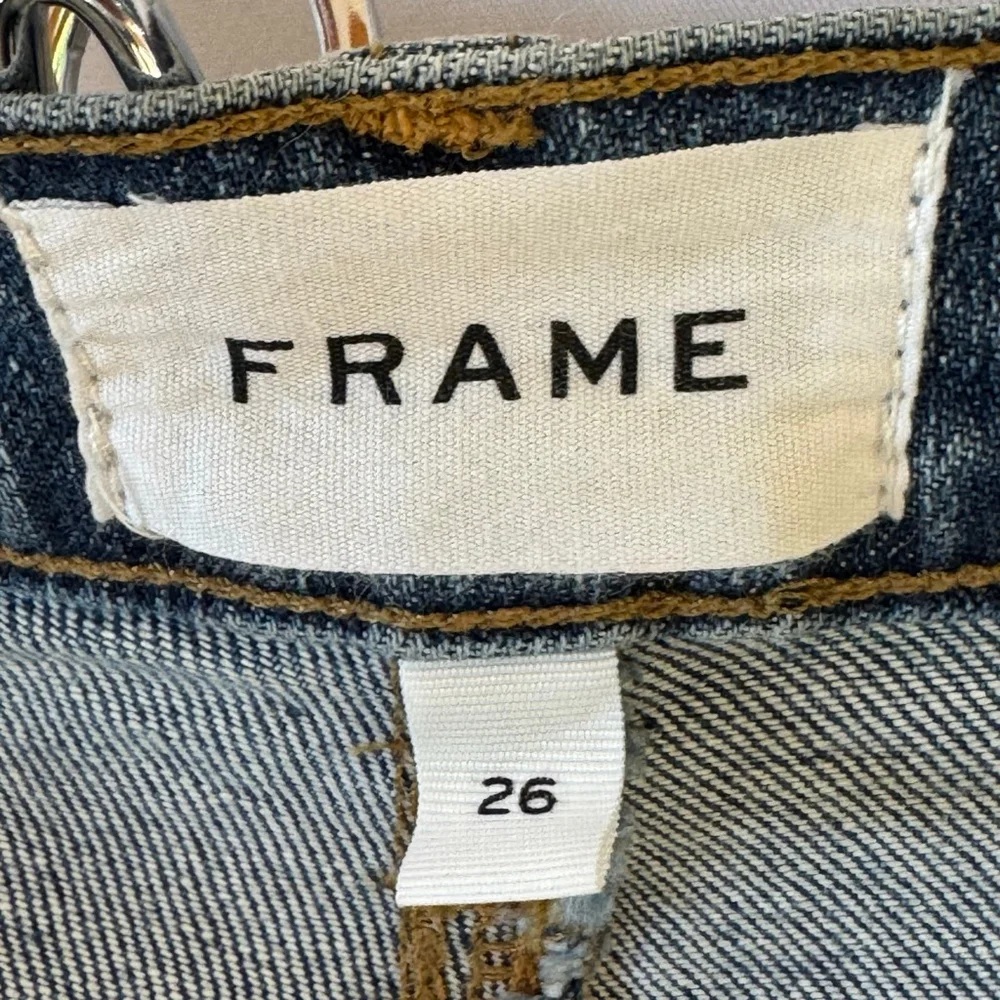 FRAME Flare Jeans Women’s Blue Size 26 Le Easy Raw Hem High-Rise Denim NWT - Picture 6 of 10